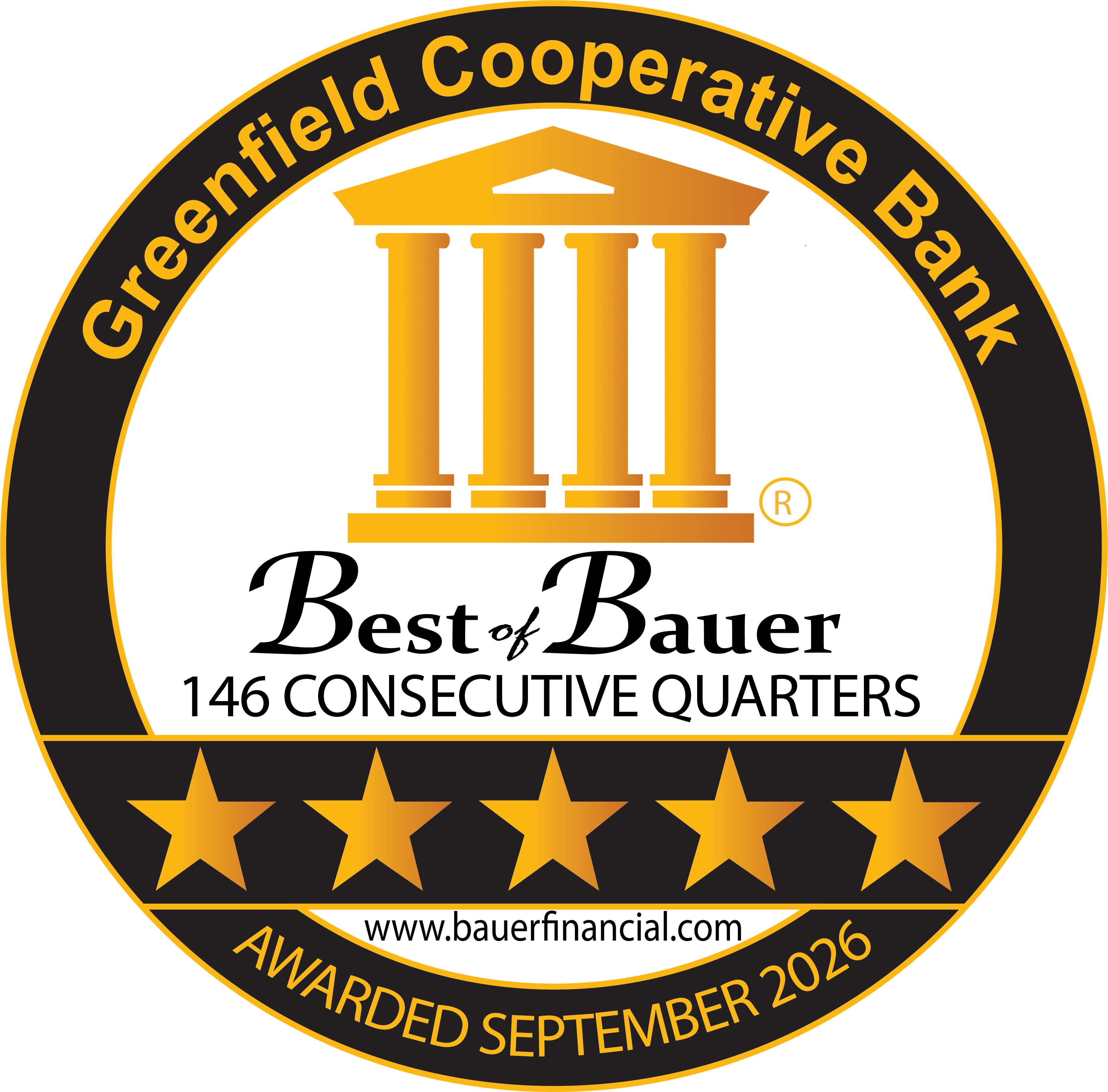 Best of Bauer. 146 Consecutive Quarters. Awarded September 2026.